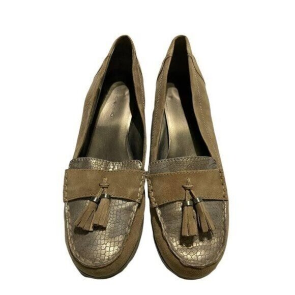 Bandolino Womens Brown Leather & Suede Tassel Loafers Size 11 - Picture 1 of 7